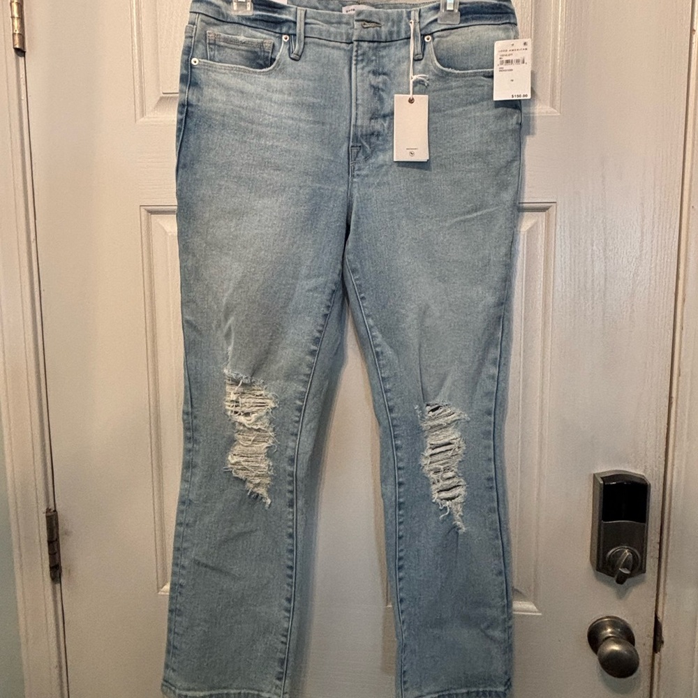 Good American Light Blue Cropped Jeans